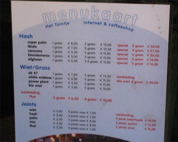 Coffee Shop Prices on Amsterdam Coffee Shops Prices   Amsterdam Coffee Shops