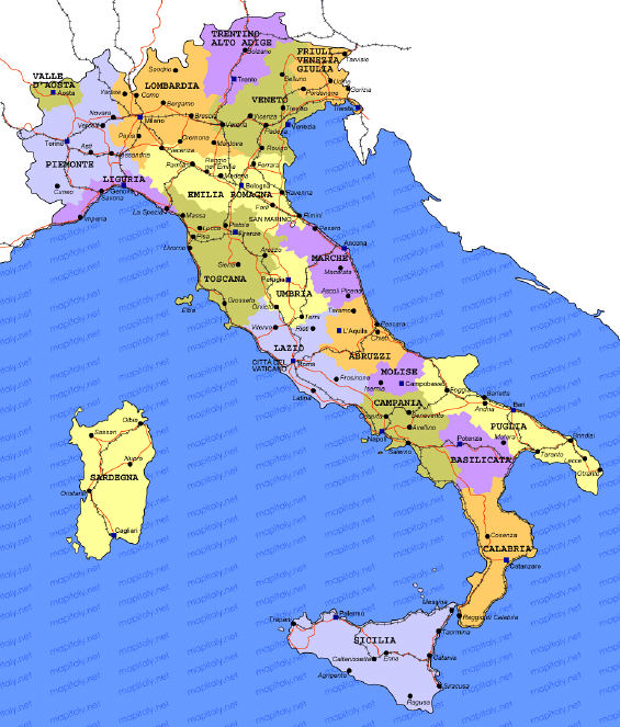 italian map regions