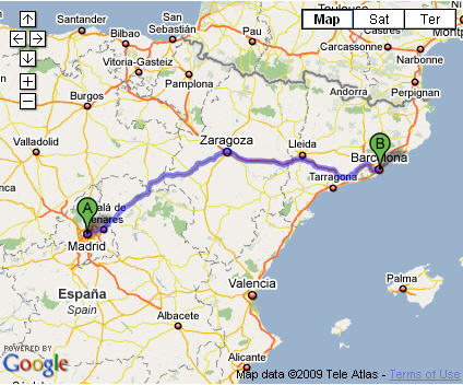 Distance Between Madrid and Barcelona Spain